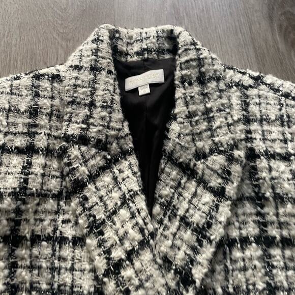 ronny kobo lily black & white tweed double brested blazer coat dress size small - Picture 5 of 5